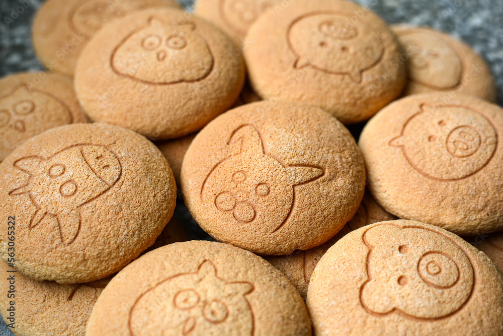 Delicious cookies for children with the image of animals. culinary products