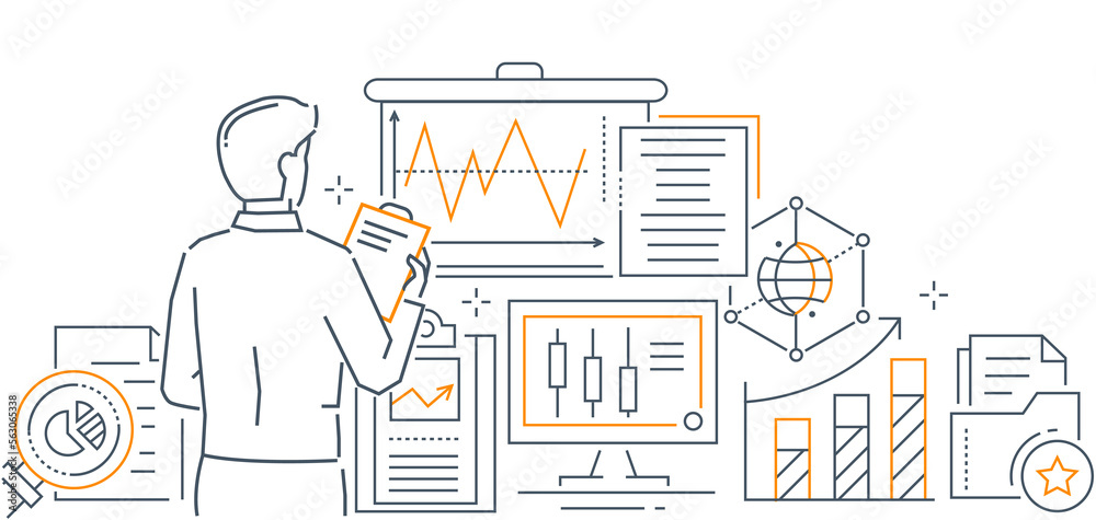 Data analysis - modern line design style web banner Data analysis - modern line design style web banner