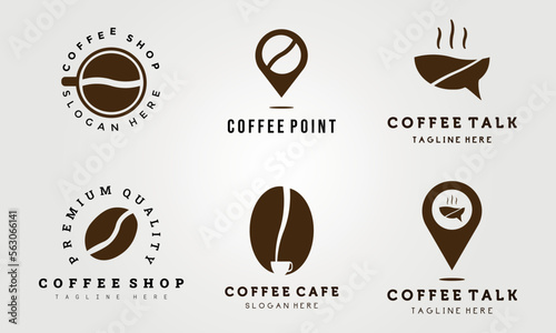 coffee shop  coffee bean  coffee cafe logo vector illustration design  logo set and collection logo