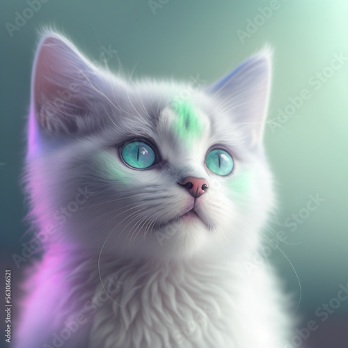 Generative ai pastel toned fluffy adorable kitten.