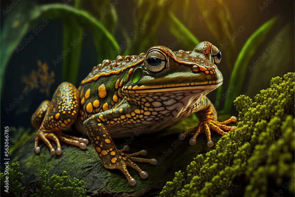 Fototapeta premium a glass frog on a dark background