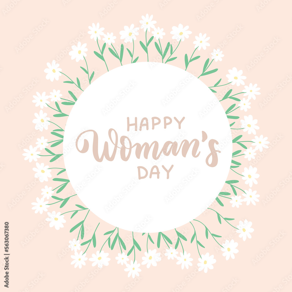 Spring flower frame. Wildflowers bouquet. Happy womans day. Happy Mothers day. 8 march. Hand drawn vector illustration