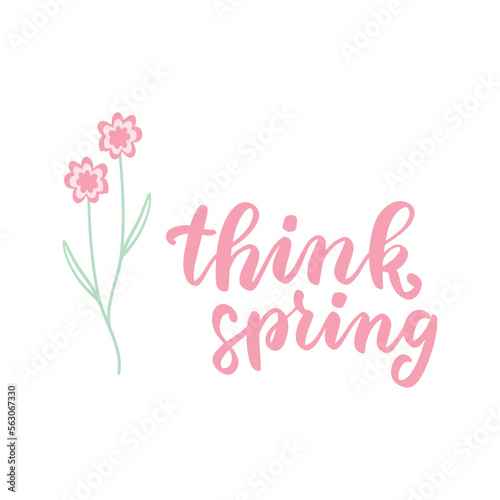 Spring flower frame. Wildflowers bouquet. Happy womans day. Happy Mothers day. 8 march. Hand drawn vector illustration. Think spring quote.