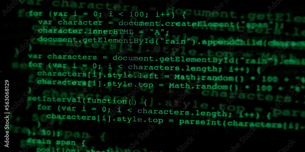 blurred background illustration of coding in action, green code against black background, power of technology blurred background illustration of coding in action, green code against black background, power of technology