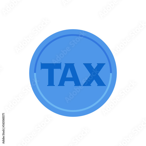TAXの文字の刻印が入った青いコイン - 青色申告･税金･納税のイメージ素材
