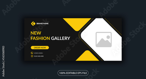 New fashion gallery modern yellow & black color facebook cover photo social media banner small design template