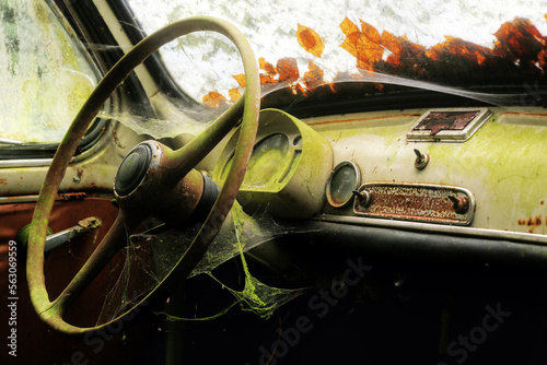 Old, abandoned car in the Forest in Southern Finland.