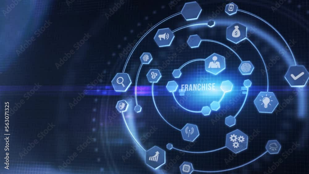 Internet, business, Technology and network concept. Franchise concept. 3d illustration.