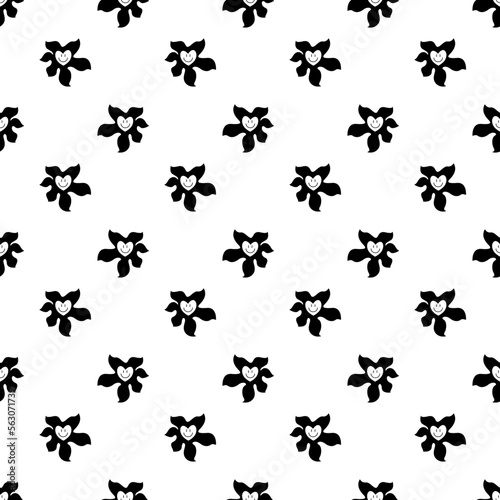 Tattoo blot with heart pattern in the style of the 90s, 2000s. Black and white seamless pattern illustration.
