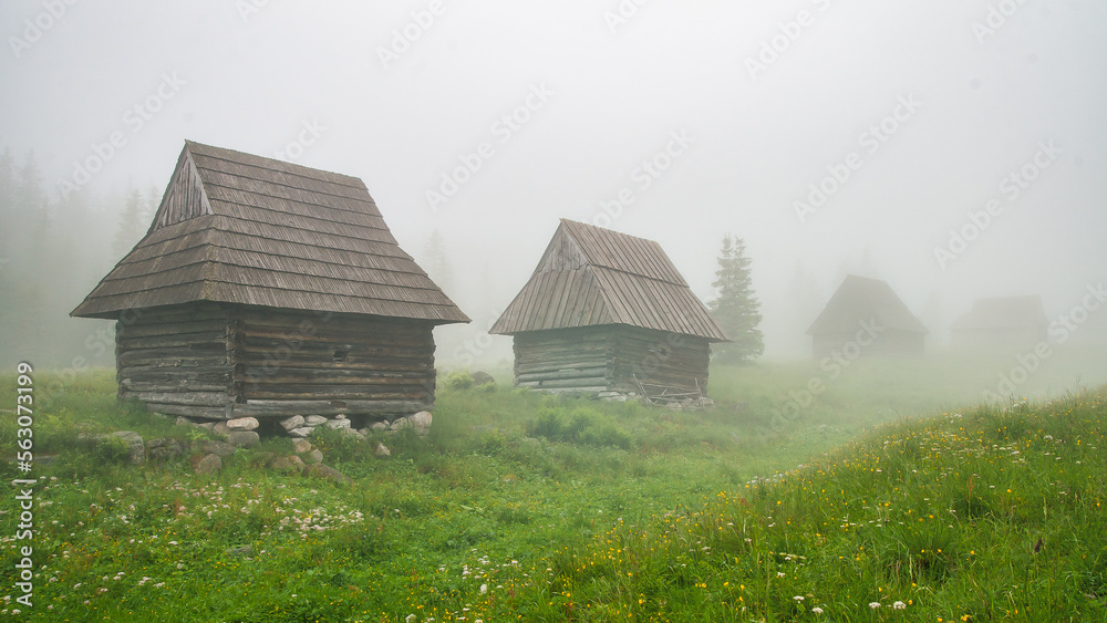 Old highlander's cottages in Podhale