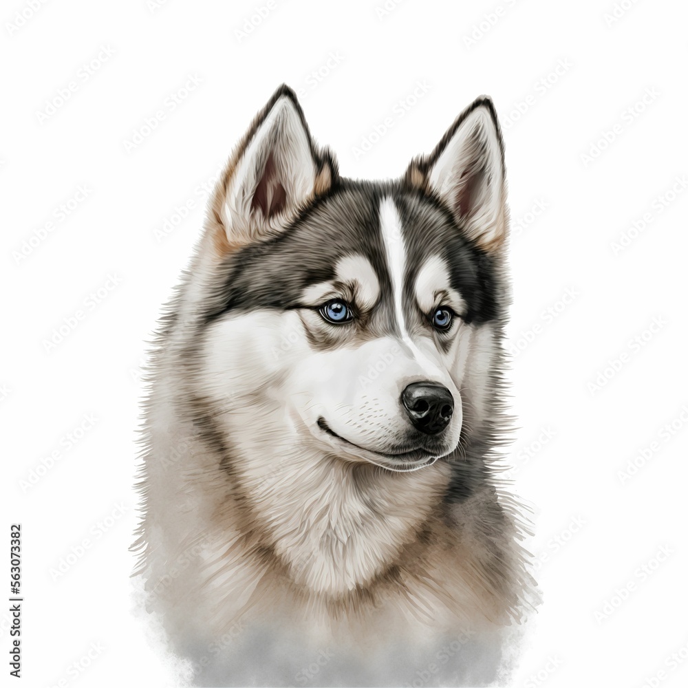 Cute dog watercolor portrait on white background,made with Generative AI