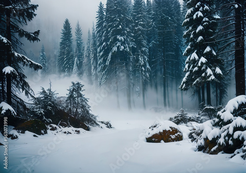 Natural winter woods landscape