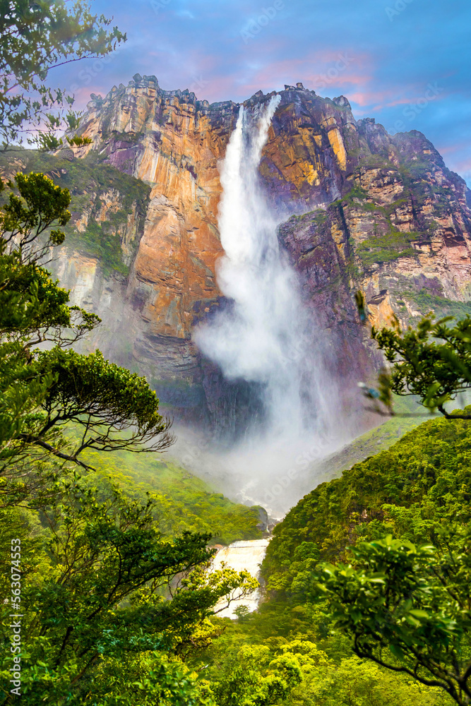 Scenic view of world's highest waterfall Angel Fall in Venezuela