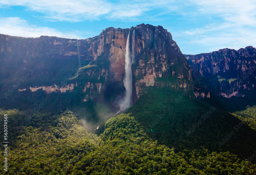 Scenic Aerial view of Angel Fall world's highest waterfall