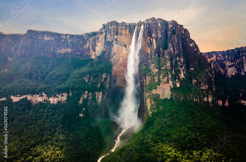 Scenic Aerial view of Angel Fall world s highest waterfall