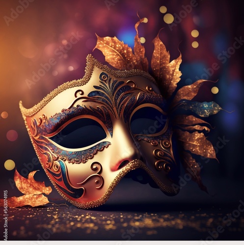 Close-Up Of Masquerade Mask. Generative AI