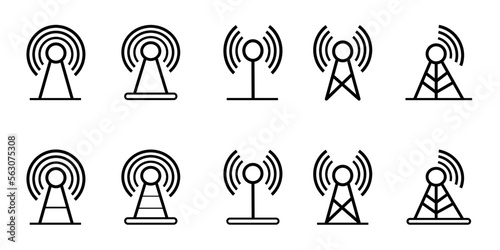 The cell tower icon is filled. Vector illustration of black cell tower vector icon designs can be used for mobile, UI, web. Set of ico