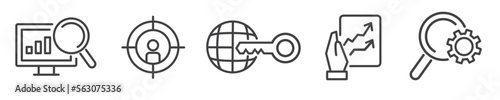 SEO - Search Engine Optimization. vector icon collection on white background