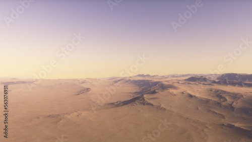 landscape on planet Mars, scenic desert scene on the red planet 