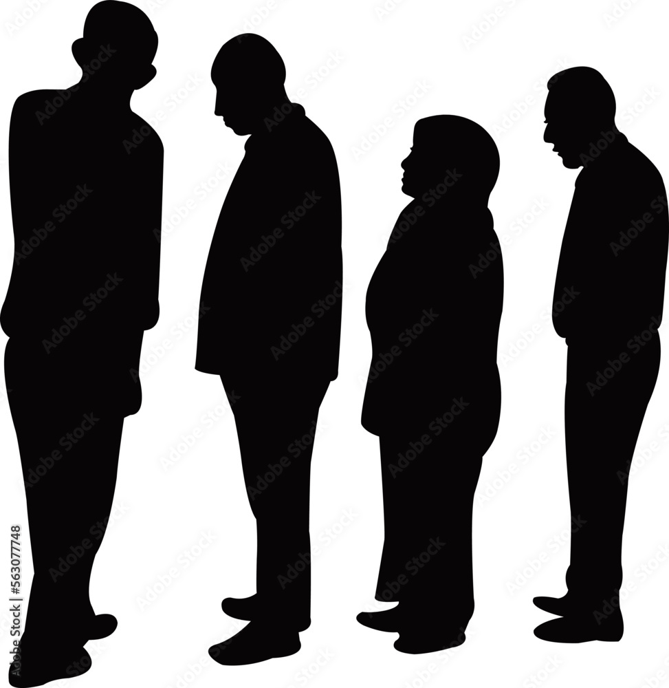 people waiting body silhouette vector