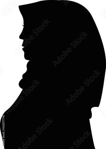 a woman with scarf, head silhouette vector