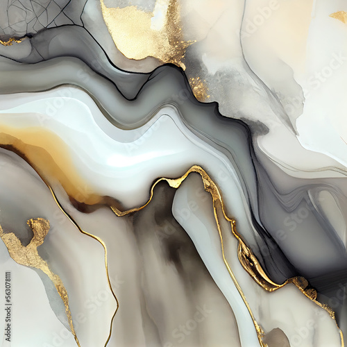 Luxury gold ink marble background. ai generative