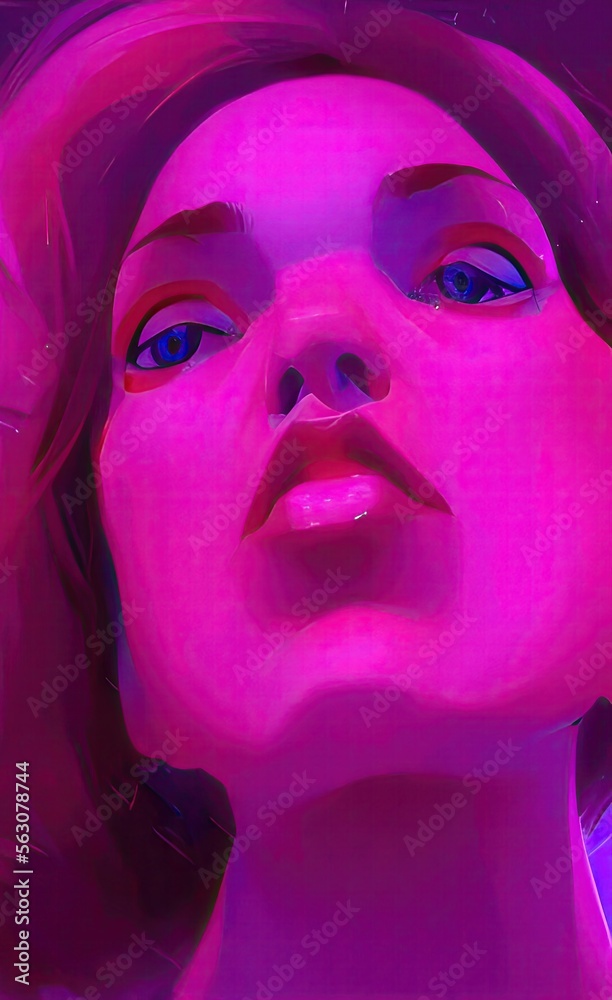 portrait of a woman with creative pink lighting