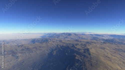 alien planet landscape  science fiction illustration  view from a beautiful planet  beautiful space background 3d render 