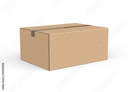 Cardboard box on white background 3d Render 