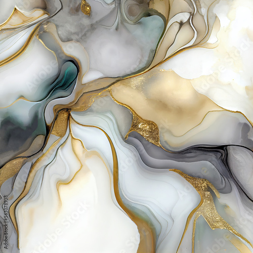 Luxury gold ink marble background. ai generative