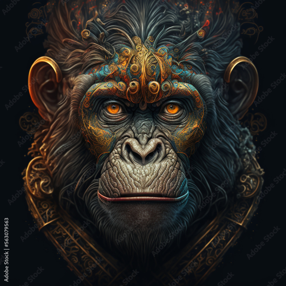 King monkey abstract realistic Generative AI