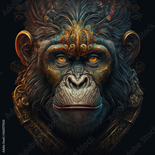 King monkey abstract realistic Generative AI