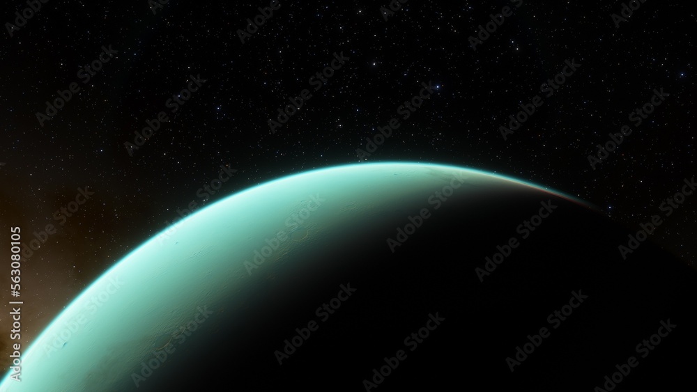 super-earth planet, realistic exoplanet, planet suitable for colonization, earth-like planet in far space, planets background 3d render
