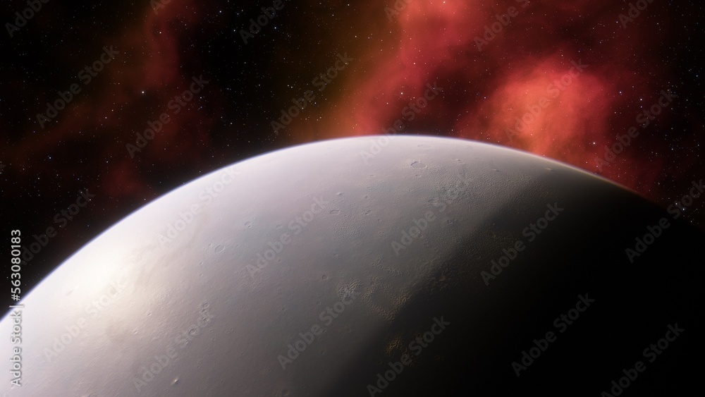 Naklejka premium super-earth planet, realistic exoplanet, planet suitable for colonization, earth-like planet in far space, planets background 3d render 