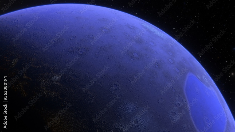 Obraz premium super-earth planet, realistic exoplanet, planet suitable for colonization, earth-like planet in far space, planets background 3d render 