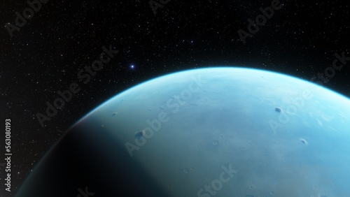 super-earth planet, realistic exoplanet, planet suitable for colonization, earth-like planet in far space, planets background 3d render
