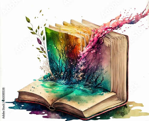 Open book exploding with knowledge ,made with Generative AI