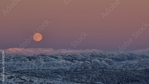 full moon over the mountains, Hovden, Norway