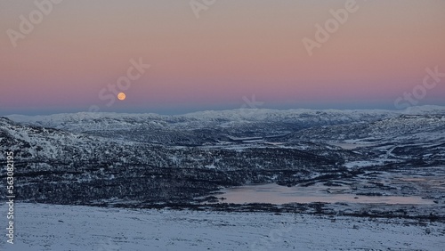full moon over the mountains, Hovden, Norway