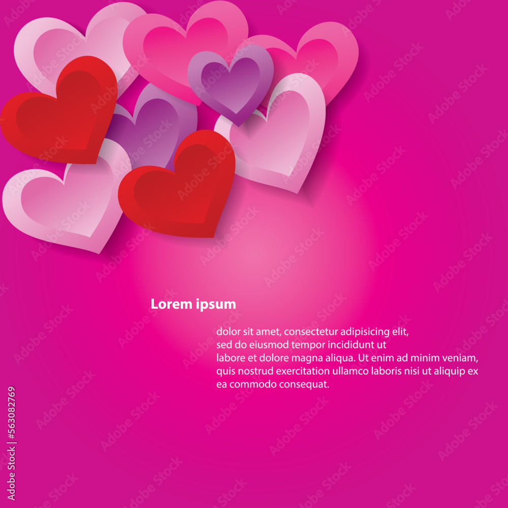 Heart Background. Pink tone. Vector Illustration.