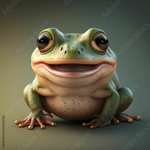 Cute little green baby frog ,made with Generative AI