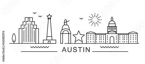 Fototapeta Naklejka Na Ścianę i Meble -  Austin City Line View. Poster print minimal design.