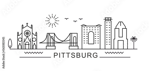 Pittsburgh City Line View. Poster print minimal design. photo