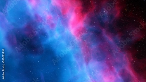 Cosmic background with a blue purple nebula and stars 