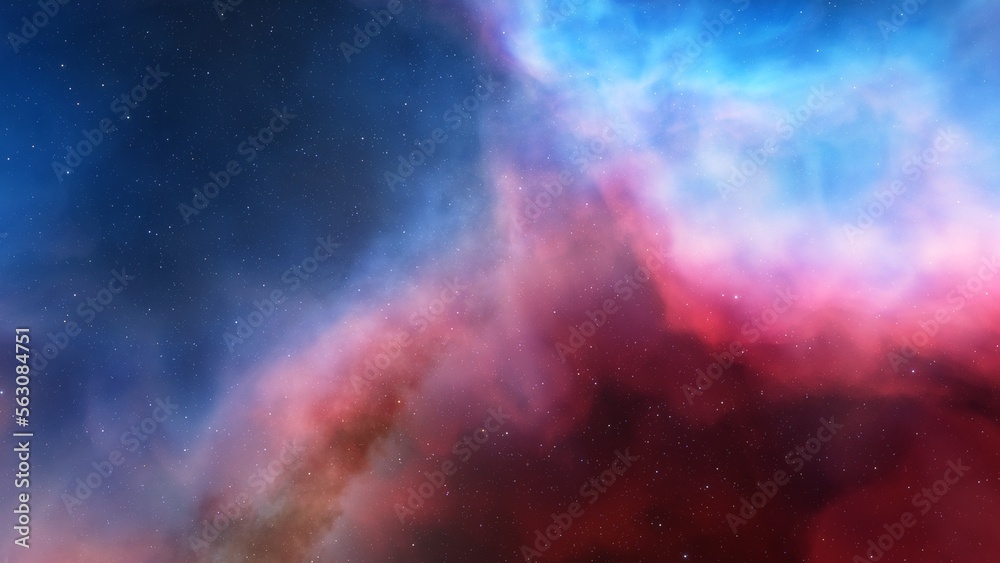 Fototapeta premium red-violet nebula in outer space, horsehead nebula, unusual colorful nebula in a distant galaxy, red nebula 3d render 