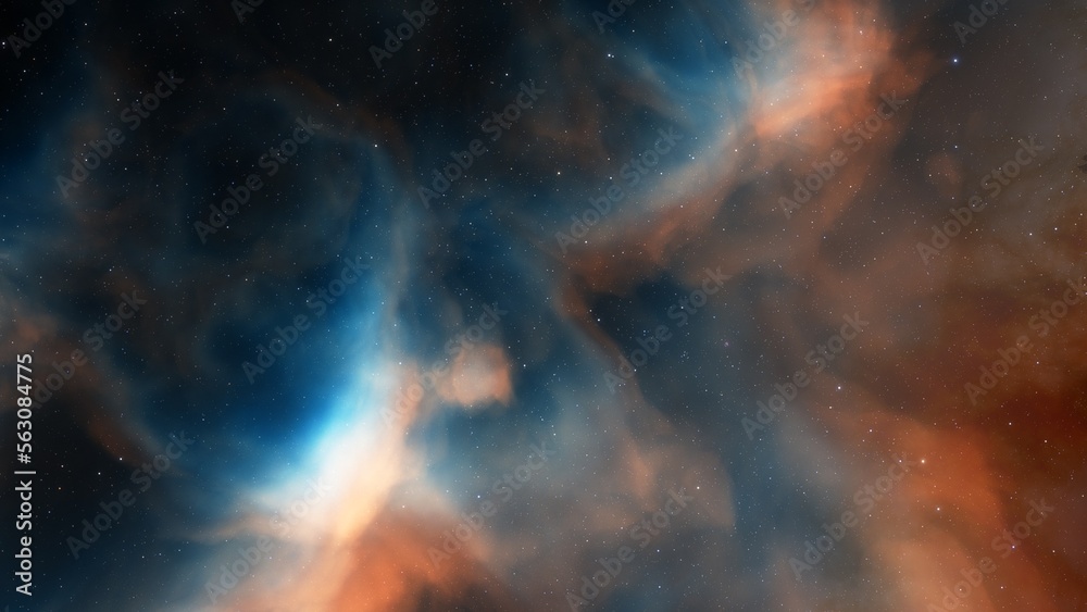 Fototapeta premium red-violet nebula in outer space, horsehead nebula, unusual colorful nebula in a distant galaxy, red nebula 3d render 