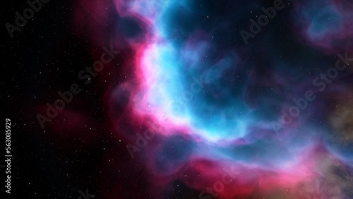 Cosmic background with a blue purple nebula and stars 