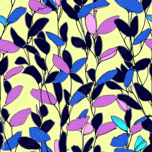 seamless light yellow pattern with flowers  Generative AI 