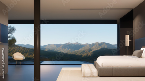 modern bedroom with view, Generative AI © Francisco