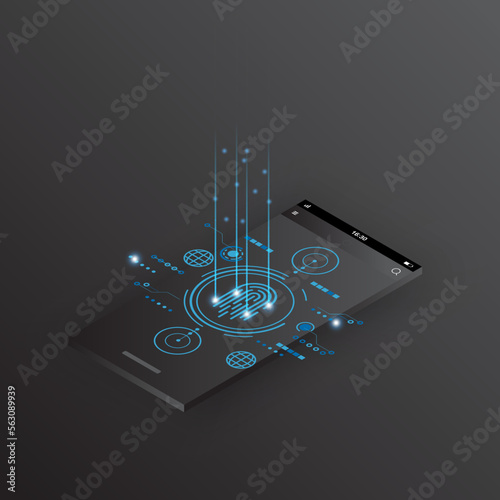 mobile phone technology background abstract. technology with line digital, black mobile color, phone modern, element, dot, hi-tech, vector. circle technological for web banner, background, object. 
